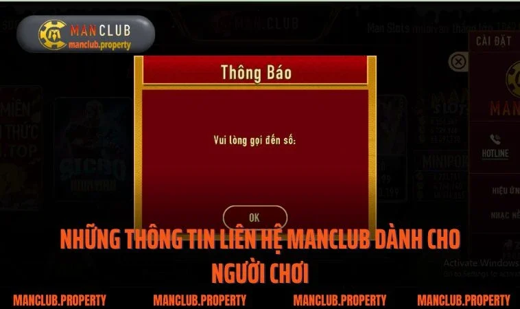 Những thông tin liên hệ Manclub dành cho người  chơi